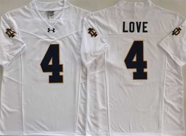 Men%27s Notre Dame Fighting Irish #4 Jeremiyah Love White 2024 F.U.S.E. Limited Stitched Jersey